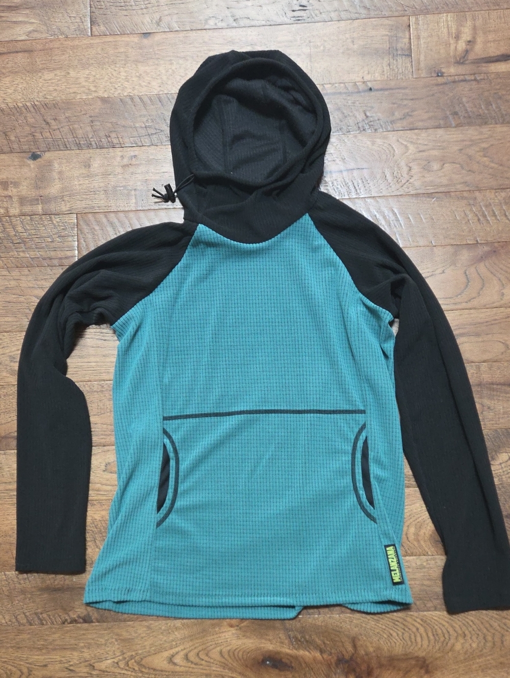 Melanzana Teal and Black Hooded Sweatshirt